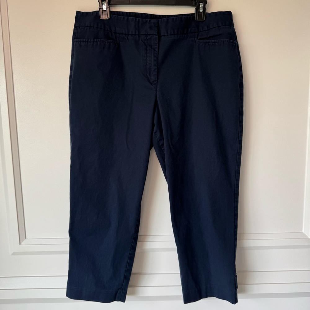 Talbots Signature Blue Capri‎ Pants Women's Size 14 Summer Beach Casual